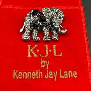 Vintage Kenneth Jay Lane Sparkling Elephant Brooch